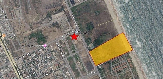 Vị trí công viên 2,45ha (vùng vàng) ngay trước Sun Saphia